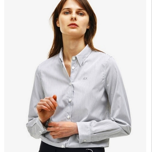 Lacoste Tops - Lacoste Casual Chic Striped Button Down Shirt Size 38
